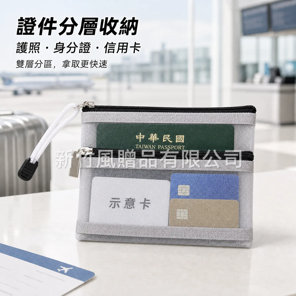 雙層網紗袋證件收納